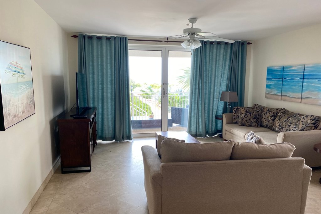 A view of living room in our rental condo, Providenciales, Turks and Caicos