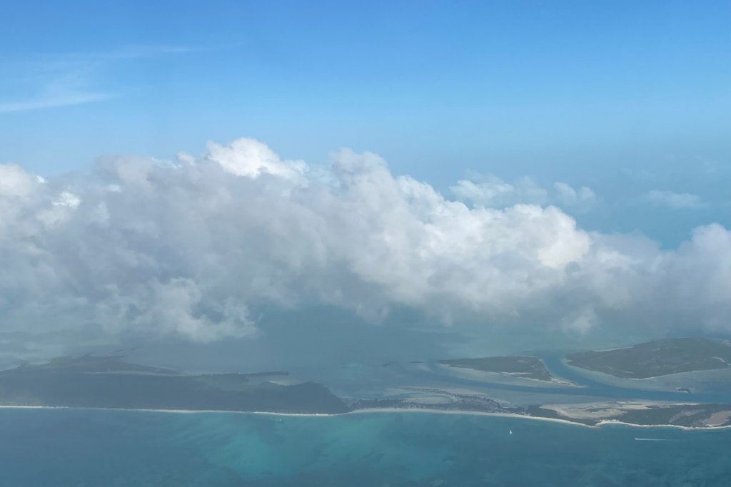 A view of the Turks and Caicos Islands from the air