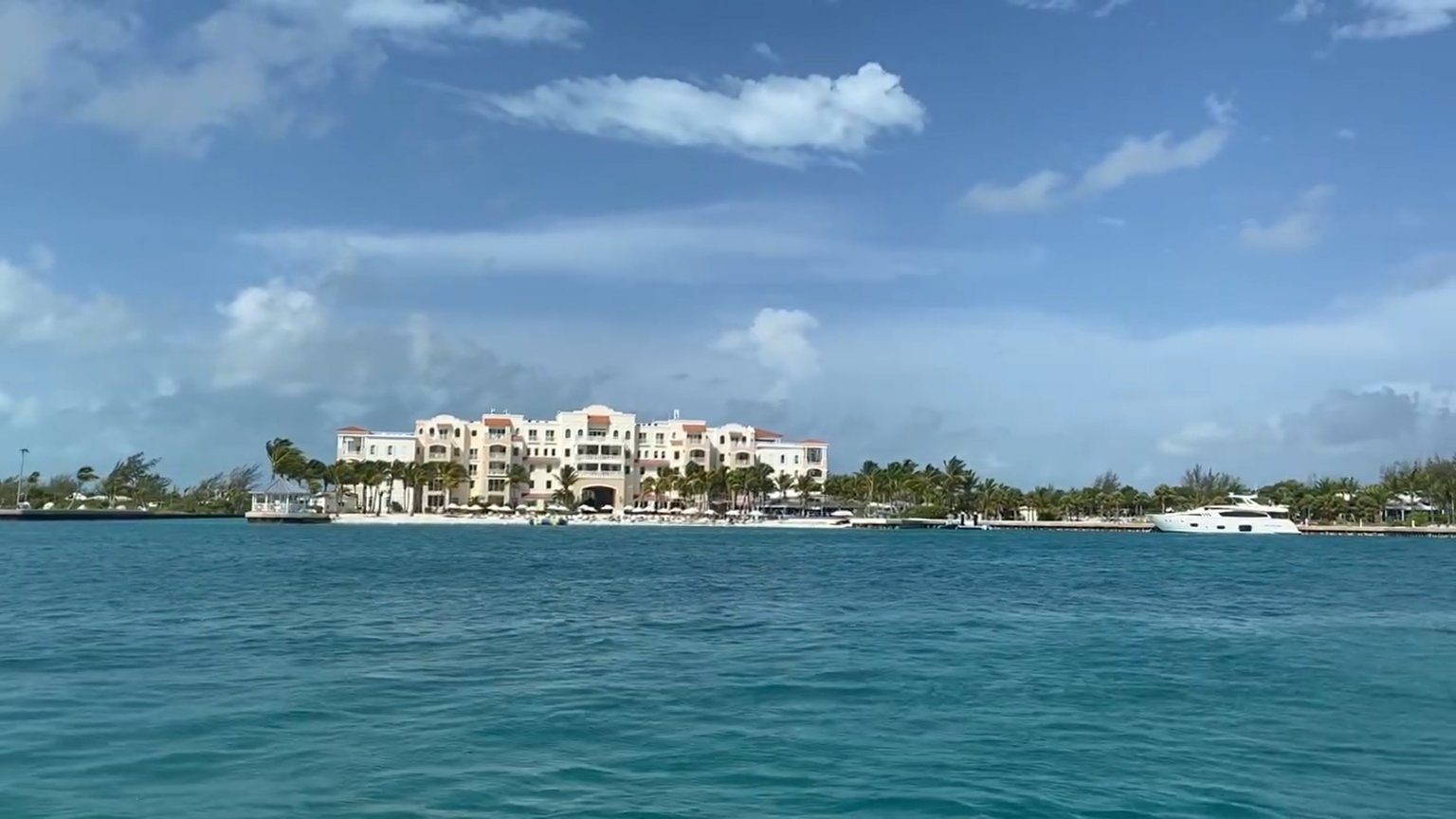 A view of the Blue Haven Resort from the Leeward Channel