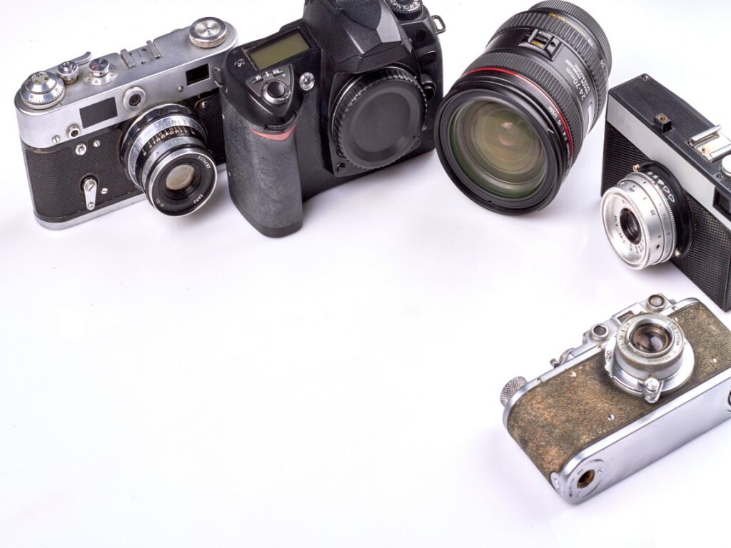Vintage and modern cameras